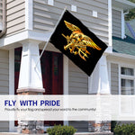 Fly Breeze 3 X 5 Ft Flag Navy Seal Trident Polyester UV Fade Resistant for Party