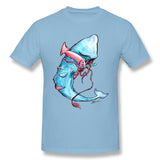 Cotton T Shirt for Men Squid Vs Whale Style Crew Neck Short Sleeves Shirt