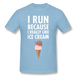 Cotton T Shirt for Men I Run Because I Really Like Ice Cream Comfortable Round Neck Short Sleeves Shirt