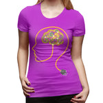 Novelty T Shirt for Women Charging Brain Neurofeedback Sexy O-Neck Short Sleeve Tee