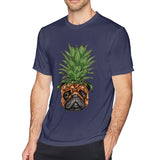 Men's Casual T-shirt Pineapple Pug Comfy Crew Neck Short Sleeves Tee