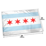 Fly Breeze 4 X 6 Ft Polyester Flag Chicago City Flag Brass Grommet Canvas Header Indoor Outdoor