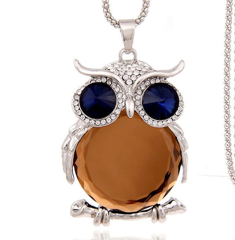 Sweater Chain Vintage Owl Crystal Long Necklace Clothing Accessories