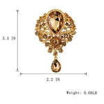 Vintage Wedding Bridal Elegant Brooches Crystal Rhinestone Tear drop Brooch Pin for Women