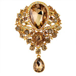 Vintage Wedding Bridal Elegant Brooches Crystal Rhinestone Tear drop Brooch Pin for Women