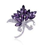 Women's Austrian Crystal Brooch Wedding Flower Leaf Bouquet Brooch