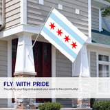 Fly Breeze 4 X 6 Ft Polyester Flag Chicago City Flag Brass Grommet Canvas Header Indoor Outdoor