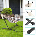 9ft Steel Pipe Hammock Set with Space Saving Steel Stand for Backyard Patio Indoor Outdoor