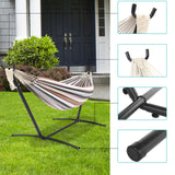 9ft Steel Pipe Hammock Set with Space Saving Steel Stand for Backyard Patio Indoor Outdoor