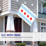 Fly Breeze 3 X 5 Ft Flag Chicago City Flag Polyester Double Stitched Brass Grommets for Indoor Outdoor