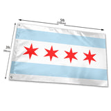 Fly Breeze 3 X 5 Ft Flag Chicago City Flag Polyester Double Stitched Brass Grommets for Indoor Outdoor