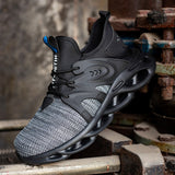 Men's Work Shoes Lightweight Indestructible Composite Toe Safety Breathable Industrial Construction Casual Working Sneakers