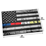 Fly Breeze 4 X 6 Ft Polyester Flag Tattered American Flag Police Fire EMS Vivid Color Indoor Outdoor