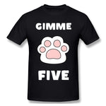 Cotton T Shirt for Men Gimme High Five Cat And Dog Lovers New Cool Crew Neck Short Sleeves Shirt