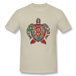 Mens Novelty T-Shirt Colorful Turtle Art Breathable Crew Neck Short Sleeves Shirt