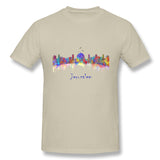 Men's Graphic T Shirt Jerusalem City Skyline Comfortable Round Neck Short Sleeves Blouse Tops