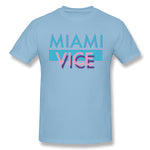 Cotton T Shirt for Men Miami Vice Style Round Neck Short Sleeves Shirt