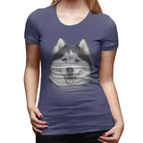 Womens Graphic T-Shirt Siberian Husky Flowy Round Neck Short Sleeve Tops