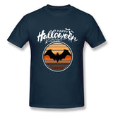 Cotton T Shirt for Men Funny Happy Halloween Beautiful Bat Breathable Round Neck Short Sleeves Tee