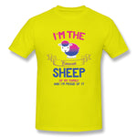 Cotton T Shirt for Men Gay Pride - Bi-Sheep Cool Crew Neck Short Sleeves Shirt