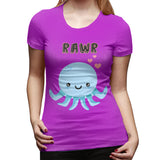 Women’s T-shirt Octopus Rawr Comfy O-Neck Short Sleeve Shirts