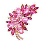 Rhinestone Crystal Feather Women Brooch Pins DIY Wedding Bouquet Brooches