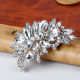 Rhinestone Crystal Feather Women Brooch Pins DIY Wedding Bouquet Brooches