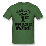 Men's Casual T-shirt World's Best 1st Grade Teacher Cool O-Neck Short Sleeves Tees