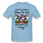 Men's Graphic T Shirt God Is Great Horses Are God And People Are Crazy Comfy Crew Neck Short Sleeves Tee