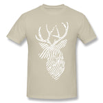 Men's Casual T-shirt Finger Print Deer For Dark Style Round Neck Short Sleeves Tees