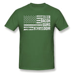 Mens Novelty T-Shirt Beer Bacon Guns & Freedom Comfortable Crew Neck Short Sleeves Tee