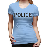 Womens Graphic T-Shirt POLICE Comfy O-Neck Short Sleeve Tee