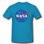 Cotton T Shirt for Men NASA Logo Breathable Crew Neck Short Sleeves Tees