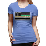 Women's Casual T-shirt Thin Red Blue Green Yellow Gold Line Flag Thin Line EMS Comfy O-Neck Short Sleeve Tops