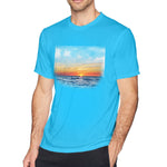 Cotton T Shirt for Men Oceans Sea Sunset Comfortable Round Neck Short Sleeves Blouse Tops