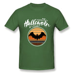 Cotton T Shirt for Men Funny Happy Halloween Beautiful Bat Breathable Round Neck Short Sleeves Tee