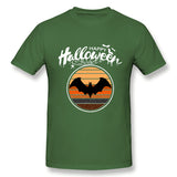 Cotton T Shirt for Men Funny Happy Halloween Beautiful Bat Breathable Round Neck Short Sleeves Tee