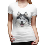 Womens Graphic T-Shirt Siberian Husky Flowy Round Neck Short Sleeve Tops