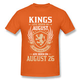 Men's Casual T-shirt Real Kings Are Born On August 26 Comfy Crew Neck Short Sleeves Tees