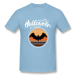 Cotton T Shirt for Men Funny Happy Halloween Beautiful Bat Breathable Round Neck Short Sleeves Tee