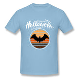 Cotton T Shirt for Men Funny Happy Halloween Beautiful Bat Breathable Round Neck Short Sleeves Tee