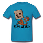 Mens Novelty T-Shirt Stay Weird Sack Monkey Style O-Neck Short Sleeves Shirt