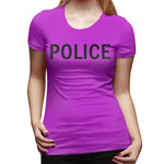 Womens Graphic T-Shirt POLICE Comfy O-Neck Short Sleeve Tee