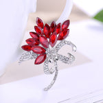 Women's Austrian Crystal Brooch Wedding Flower Leaf Bouquet Brooch