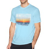 Cotton T Shirt for Men Oceans Sea Sunset Comfortable Round Neck Short Sleeves Blouse Tops