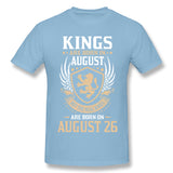 Men's Casual T-shirt Real Kings Are Born On August 26 Comfy Crew Neck Short Sleeves Tees