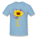 Cotton T Shirt for Men Teach Sunflower Comfy Crew Neck Short Sleeves Tee