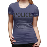 Womens Graphic T-Shirt POLICE Comfy O-Neck Short Sleeve Tee