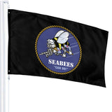 Fly Breeze 3 X 5 Ft Flag American Seabee Crossed Flag Polyester Vivid Color for Party