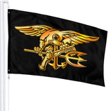 Fly Breeze 3 X 5 Ft Flag Navy Seal Trident Polyester UV Fade Resistant for Party